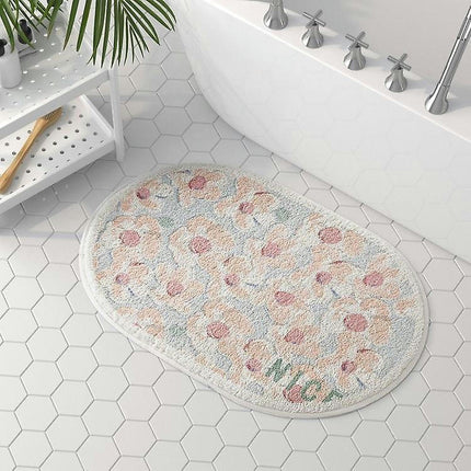 Bath Mat Non-slip Bathroom Rugs Oval Cute Study Bedroom Living Room Soft And Comfortable Mats 40*60cm