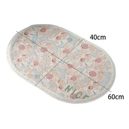 Bath Mat Non-slip Bathroom Rugs Oval Cute Study Bedroom Living Room Soft And Comfortable Mats 40*60cm