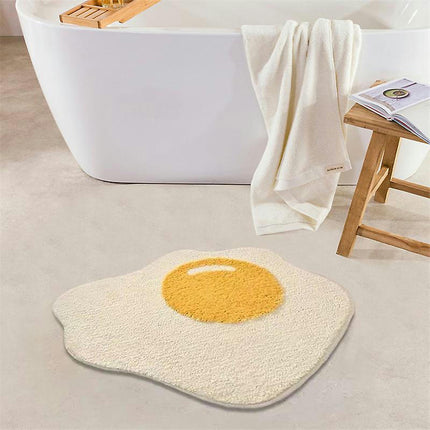 Bath Mats Poached Egg Shapeanti-slip Floor Mat Creative Doormat Soft Comfortable Absorbent Living Room Entrance Bathroom Mats