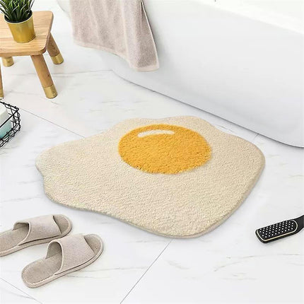 Bath Mats Poached Egg Shapeanti-slip Floor Mat Creative Doormat Soft Comfortable Absorbent Living Room Entrance Bathroom Mats