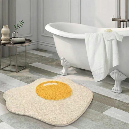 Bath Mats Poached Egg Shapeanti-slip Floor Mat Creative Doormat Soft Comfortable Absorbent Living Room Entrance Bathroom Mats