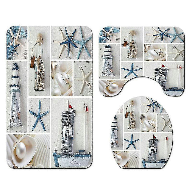 Bath Mats Rugs 3pcs/set Non-slip Pedestal Rug Toilet Lid Cover Bath Mat Bathroom Home Decor