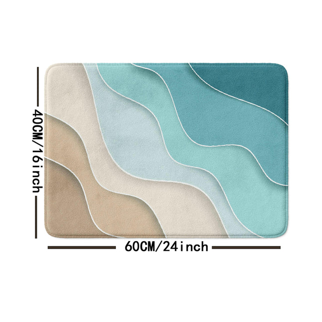 Abstract Beach Print Bath Rug Soft Non-Slip Absorbent Bath Mat Shower Rug For Home Bathroom Living Room Bedroom