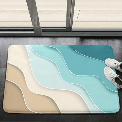 Abstract Beach Print Bath Rug Soft Non-Slip Absorbent Bath Mat Shower Rug For Home Bathroom Living Room Bedroom