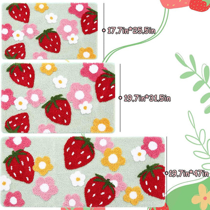 Bath Mat Bathroom Rug Anti-slip Absorbent Bathtub Shower Mat Strawberry Velvet Rug For Bedroom Bathroom Home Decoration