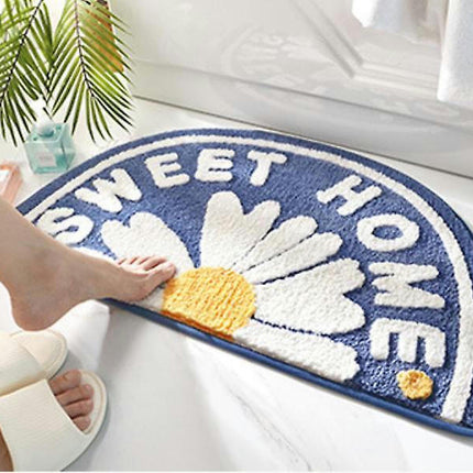 Bath Mat Semicircle Daisy Bathroom Floor Mat  Anti-slip Absorbent Bathroom Floor Mat 45*75cm