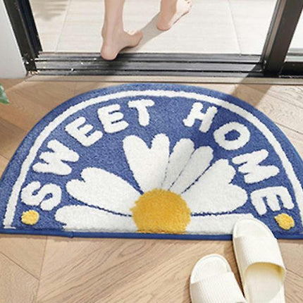 Bath Mat Semicircle Daisy Bathroom Floor Mat  Anti-slip Absorbent Bathroom Floor Mat 45*75cm