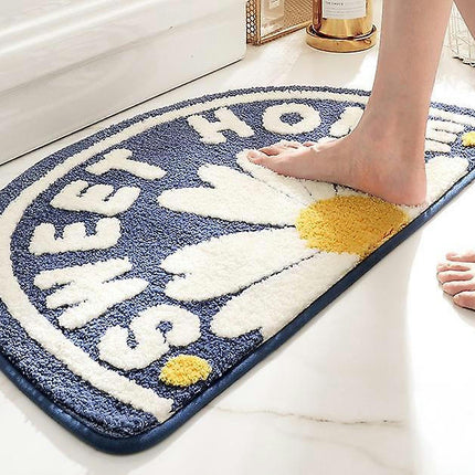 Bath Mat Semicircle Daisy Bathroom Floor Mat  Anti-slip Absorbent Bathroom Floor Mat 45*75cm