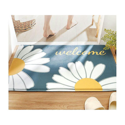 Bath Mat Small Daisy Printed Home Bathroom Floor Mat - Bright Blue