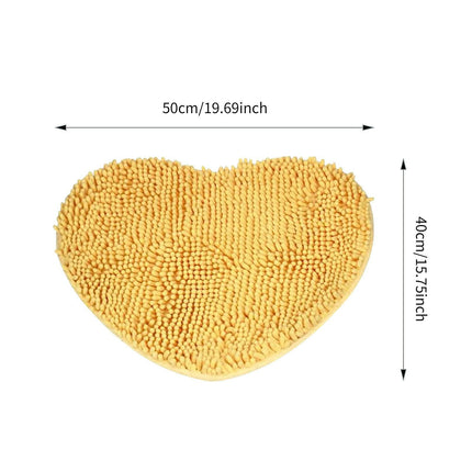 Bath Mat Chenille Heart Shaped Door Mat Bathroom Toilet Living Room non-slip mat