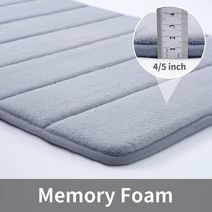 Bath Mat Gray Memory Foam Bath Mat Non Slip Absorbent Bathroom Rug With Pvc Backing Ultra Soft Bathroom Floor Mat