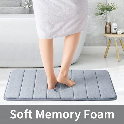 Bath Mat Gray Memory Foam Bath Mat Non Slip Absorbent Bathroom Rug With Pvc Backing Ultra Soft Bathroom Floor Mat