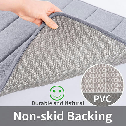 Bath Mat Gray Memory Foam Bath Mat Non Slip Absorbent Bathroom Rug With Pvc Backing Ultra Soft Bathroom Floor Mat