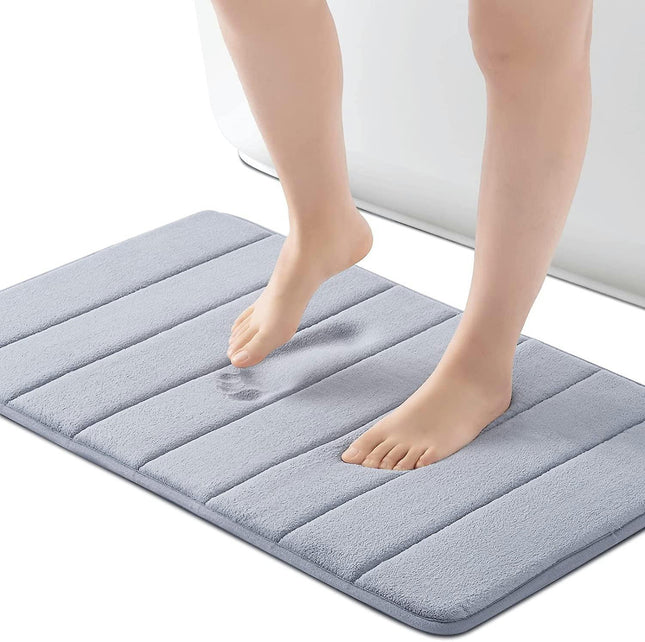 Bath Mat Gray Memory Foam Bath Mat Non Slip Absorbent Bathroom Rug With Pvc Backing Ultra Soft Bathroom Floor Mat