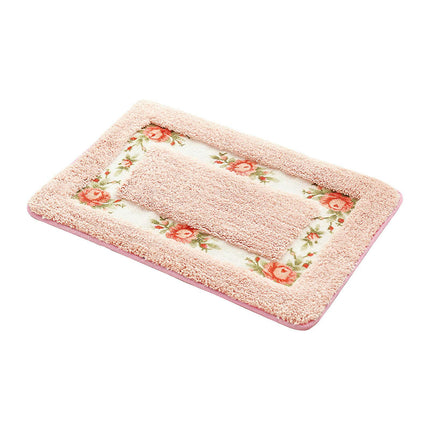 Bathroom carpet - Indoor plush Flocked Mat Bedroom Living Room Kitchen Door Mat Bathroom Anti-slip Mat