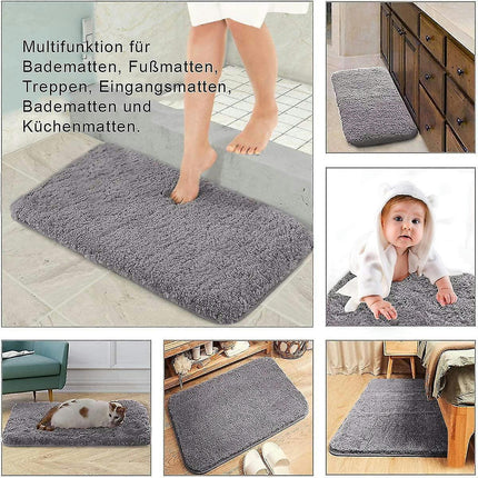 Bath Mat Gray,Bath Mats Non-slip Washable Bath Mats, Carpets Absorbent Soft With High Hydroscopicity Bath Rug