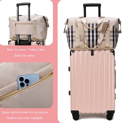 Travel Shoulder Bag with Trolley Case (Women's) Expandable Waterproof Camping Tote Bag Wet & Dry Sports Gym Bag