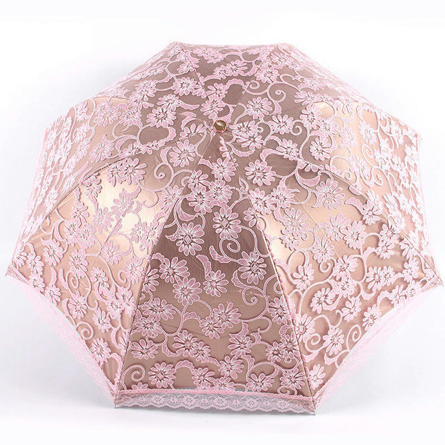 Flower Lace Parasols for Lace Bridal Umbrella UV Parasol Flower Embroidery Folding Umbrella