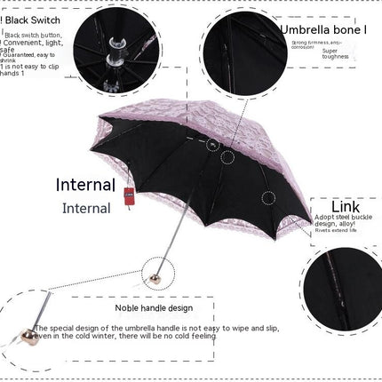 Flower Lace Parasols for Lace Bridal Umbrella UV Parasol Flower Embroidery Folding Umbrella