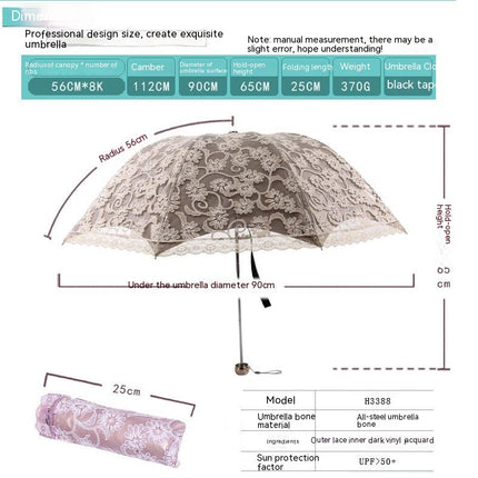 Flower Lace Parasols for Lace Bridal Umbrella UV Parasol Flower Embroidery Folding Umbrella