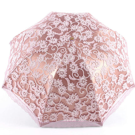 Flower Lace Parasols for Lace Bridal Umbrella UV Parasol Flower Embroidery Folding Umbrella