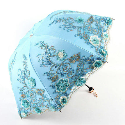 Travel Sun & Rain Umbrella, Small UV Compact Folding Umbrella Lace Umbrella Lightweight Umbrella