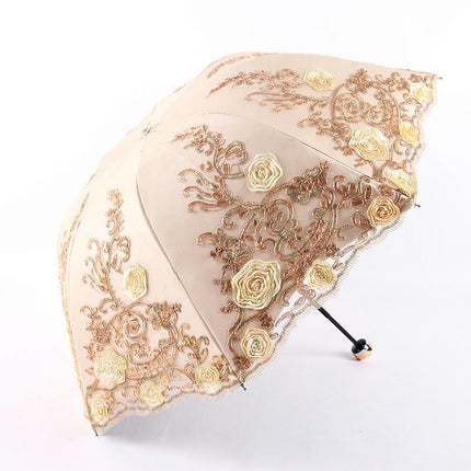 Travel Sun & Rain Umbrella, Small UV Compact Folding Umbrella Lace Umbrella Lightweight Umbrella