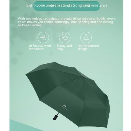 UV Sun Umbrella Compact Folding Travel Umbrella Auto Open and Close for Windproof, Rainproof