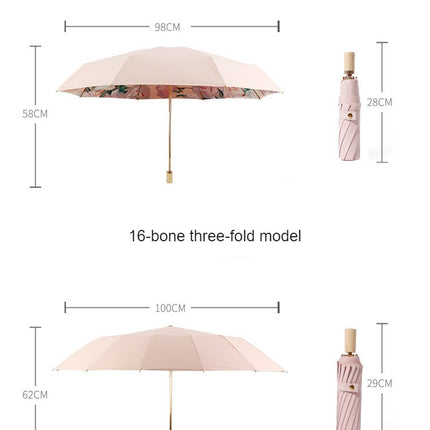 UV Sun Umbrella Compact Folding Travel Umbrella for Windproof, Rainproof with Anti-UV