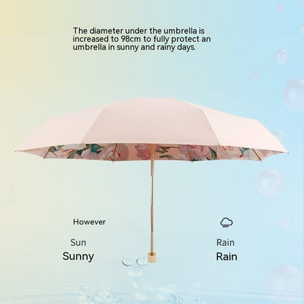 UV Sun Umbrella Compact Folding Travel Umbrella for Windproof, Rainproof with Anti-UV