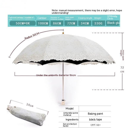 Lace Umbrella Folding Travel Umbrella Lightweight UV Rain And Sun Protection Umbrella