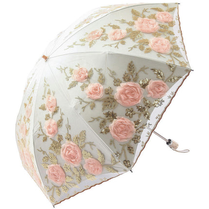 Lace Embroidery Umbrella Folding Umbrella UV Umbrella Rain and Sun Protection Umbrella