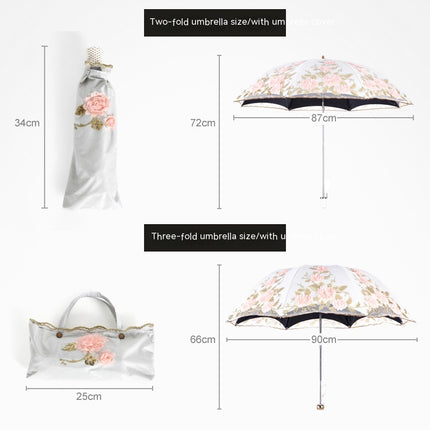 Lace Embroidery Umbrella Folding Umbrella UV Umbrella Rain and Sun Protection Umbrella