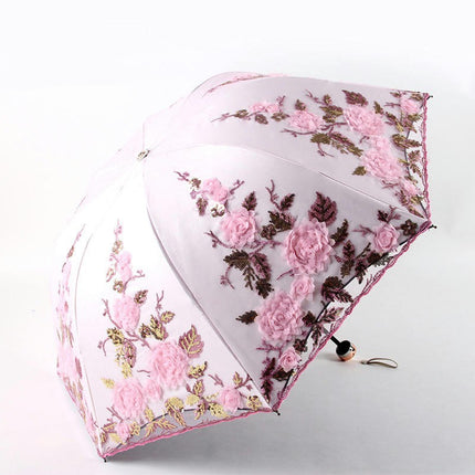 Lace Embroidery Umbrella Folding Umbrella UV Umbrella Rain and Sun Protection Umbrella