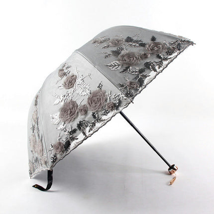 Lace Embroidery Umbrella Folding Umbrella UV Umbrella Rain and Sun Protection Umbrella