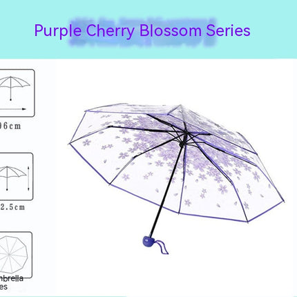 Clear Umbrella,Portable Transparent Three Folds Folding Rain Umbrella for Compact Umbrellas