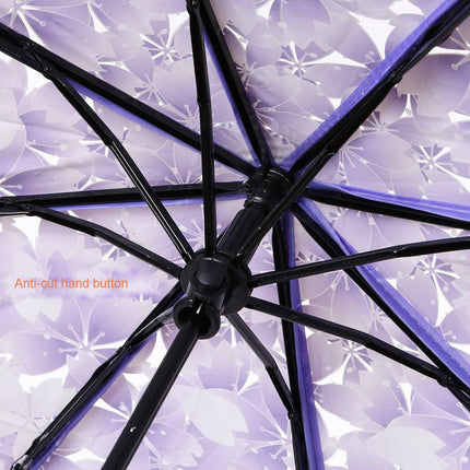 Clear Umbrella,Portable Transparent Three Folds Folding Rain Umbrella for Compact Umbrellas