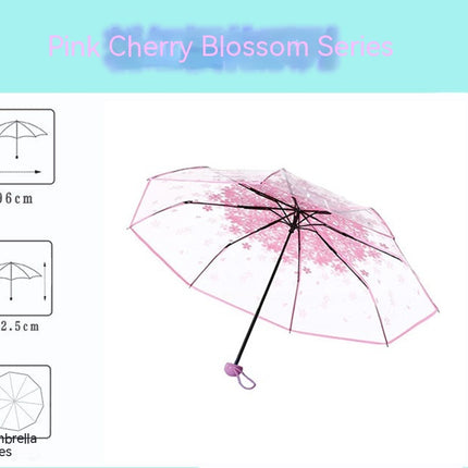 Clear Umbrella,Portable Transparent Three Folds Folding Rain Umbrella for Compact Umbrellas