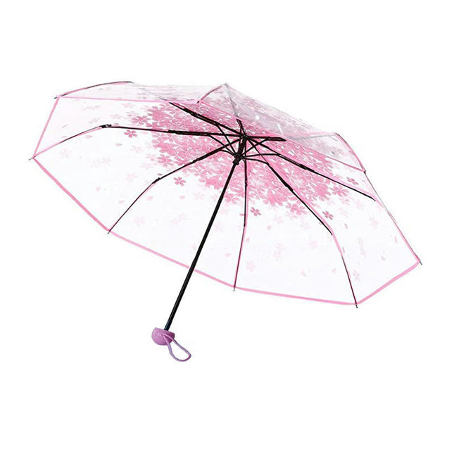 Clear Umbrella,Portable Transparent Three Folds Folding Rain Umbrella for Compact Umbrellas