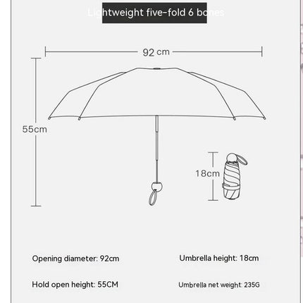 Mini Umbrella, UV Umbrella for Sun Protection Portable Travel Umbrella for Sun and Rain Windproof