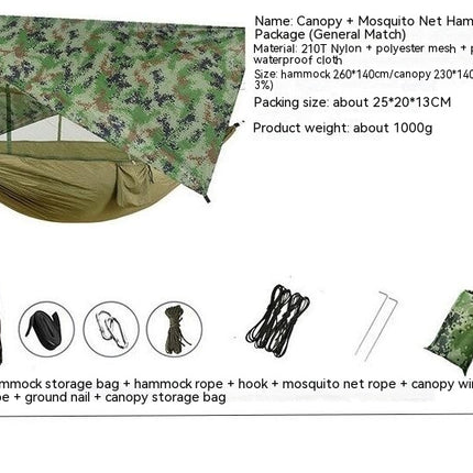 Camping Hammock with Mosquito Net and Rain Cover - Portable Double Travel Camping Hammock