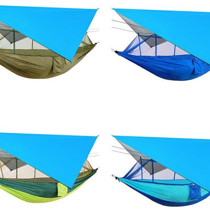 Camping Hammock with Mosquito Net and Rain Cover - Portable Double Travel Camping Hammock