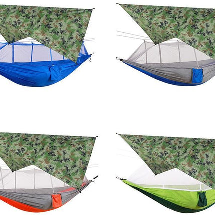 Camping Hammock with Mosquito Net and Rain Cover - Portable Double Travel Camping Hammock