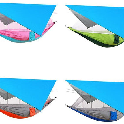 Camping Hammock with Mosquito Net and Rain Cover - Portable Double Travel Camping Hammock