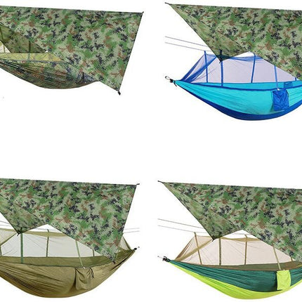 Camping Hammock with Mosquito Net and Rain Cover - Portable Double Travel Camping Hammock