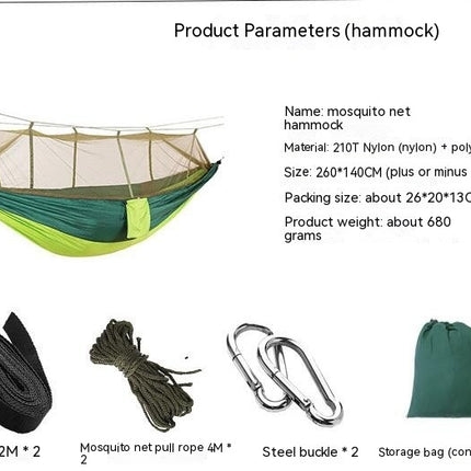 Camping Hammock with Mosquito Net - Ultra Lightweight Durable Double/Single Travel Hammock