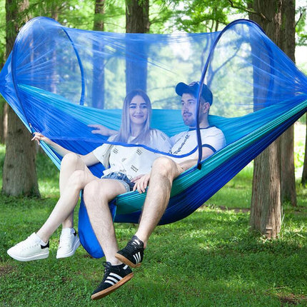 Camping Hammock with Mosquito Net, Hammocks with 13ft Tree Straps Carabiners, Automatic Quick Open Outdoor Portable Hammock