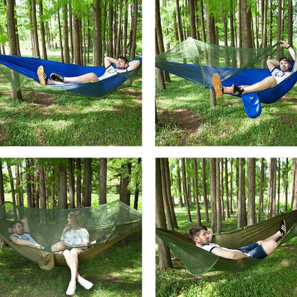 Camping Hammock with Mosquito Net, Hammocks with 13ft Tree Straps Carabiners, Automatic Quick Open Outdoor Portable Hammock