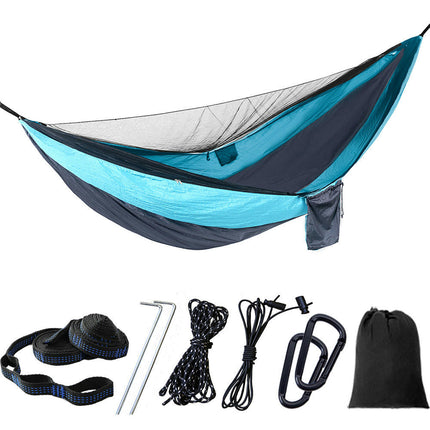 Camping Hammock (with Net) Travel Portable Hammock Parachute Nylon Hammock for Outdoor Backyard Patio