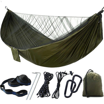 Camping Hammock (with Net) Travel Portable Hammock Parachute Nylon Hammock for Outdoor Backyard Patio